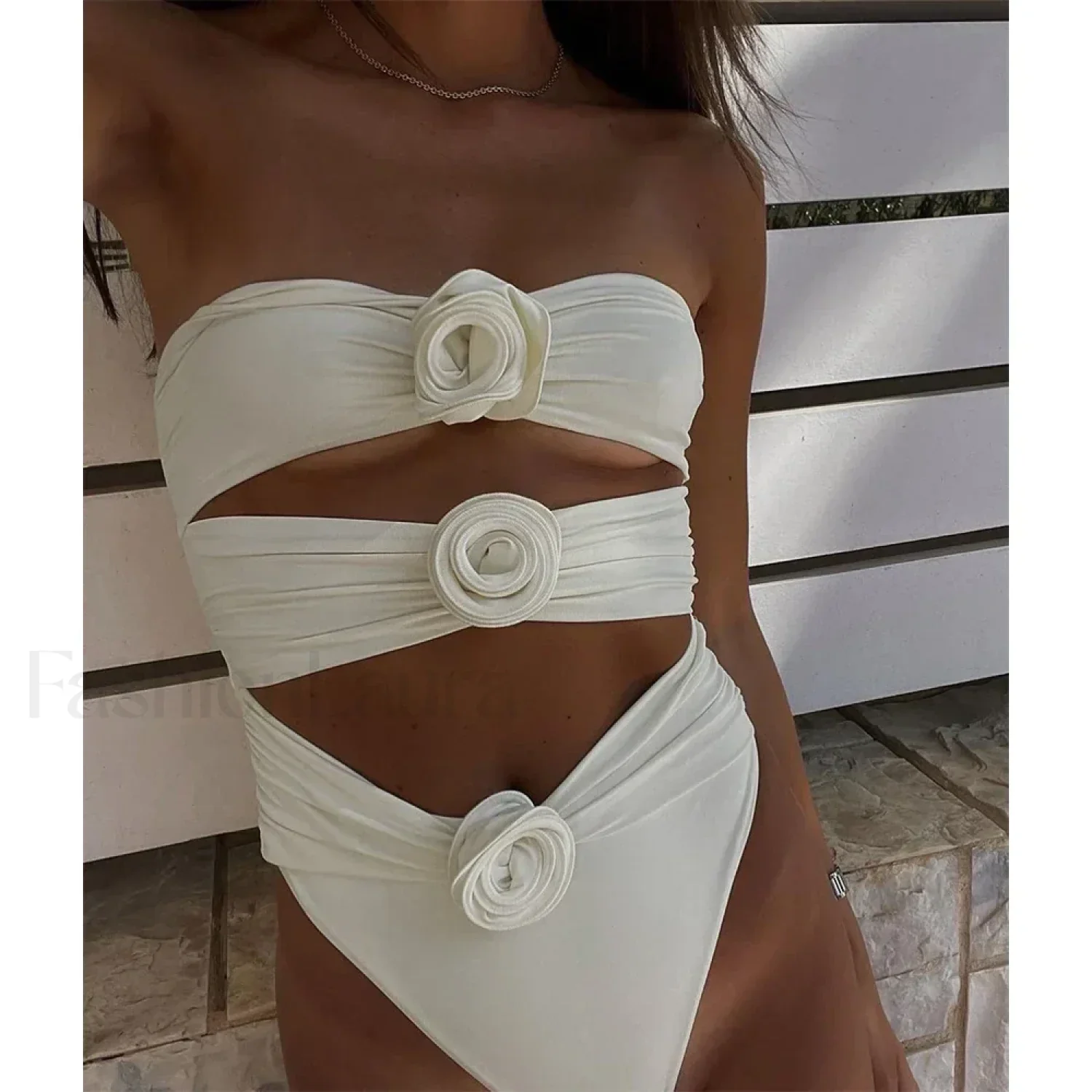 Floral Lace Up Push Up Bra One Piece - Image 8