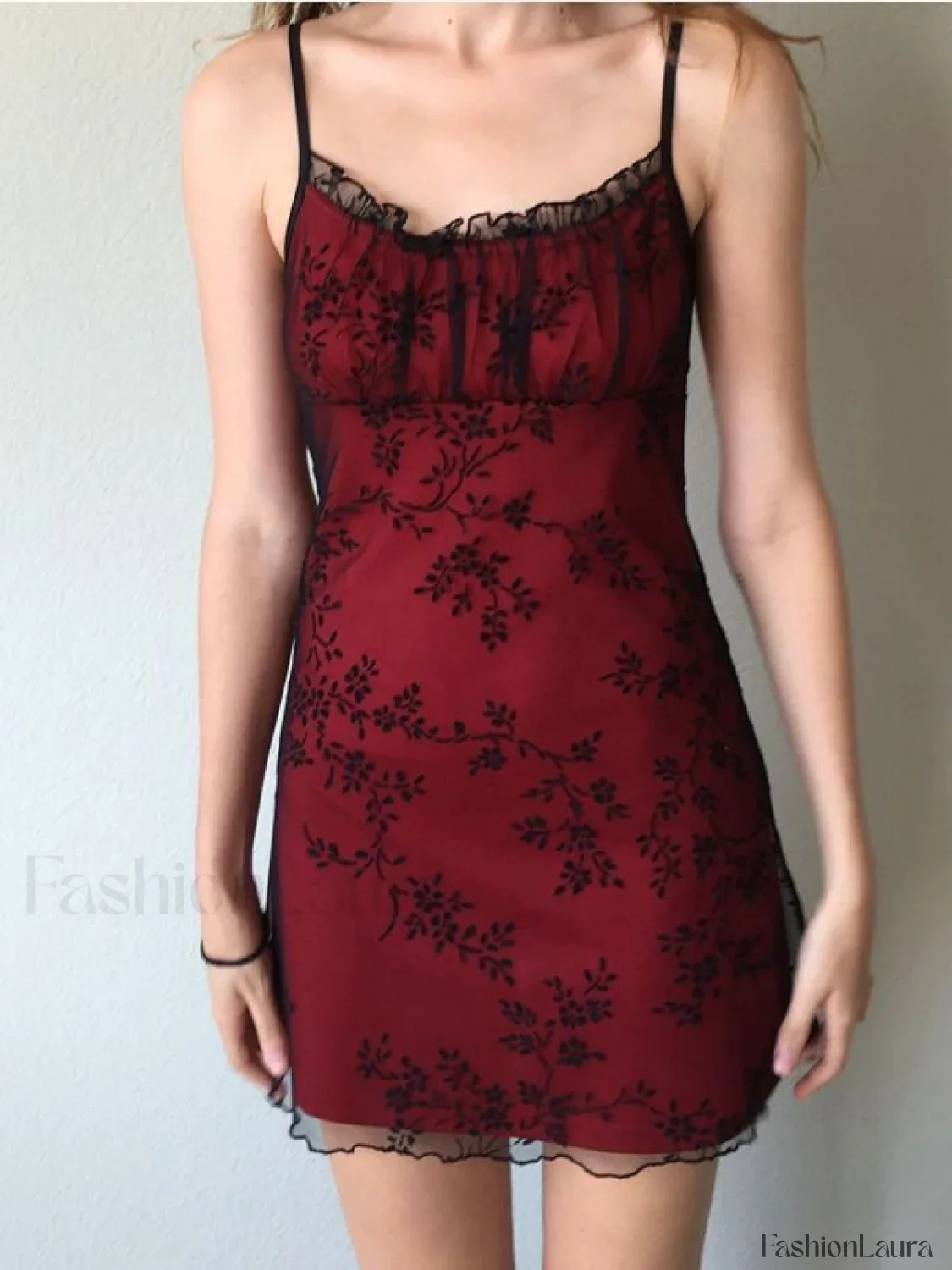 Floral Mesh Mini Dress - Image 6