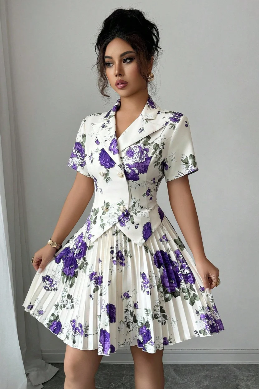 Floral Print Casual Elegant Two Piece Skirt Set - Image 9