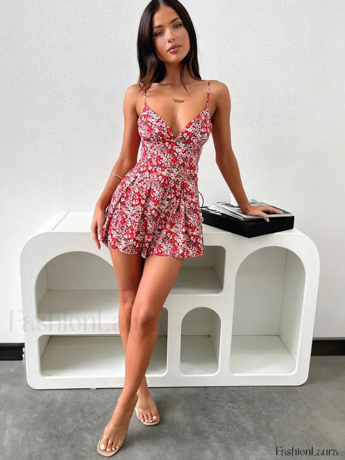 Floral Print Deep V Backless Sexy Dress Women Bodycon Floral Dress - Image 11