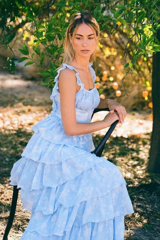 Floral Print Spaghetti Strap Romantic Prom Dress - Image 6