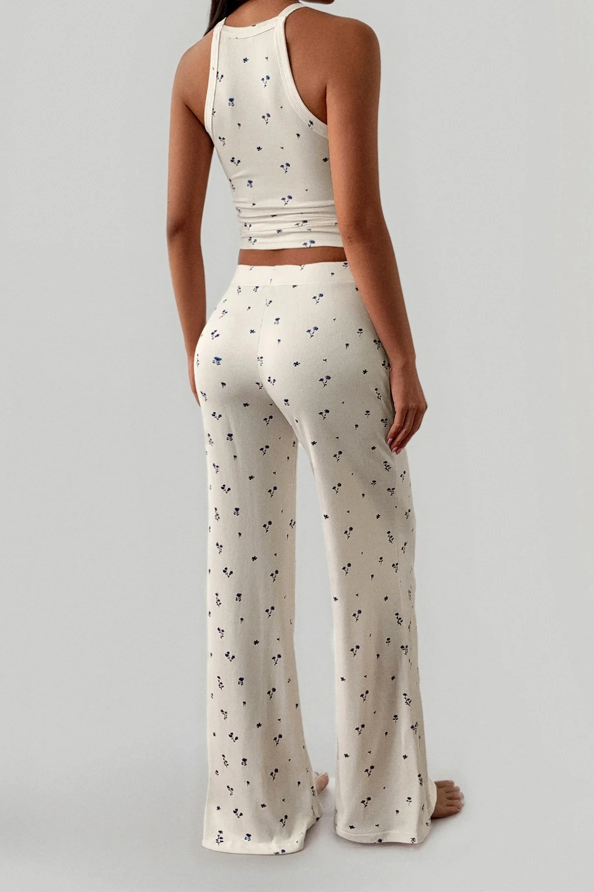 Floral Print Spaghetti Strap Top Straight Leg Pants Set - Image 6