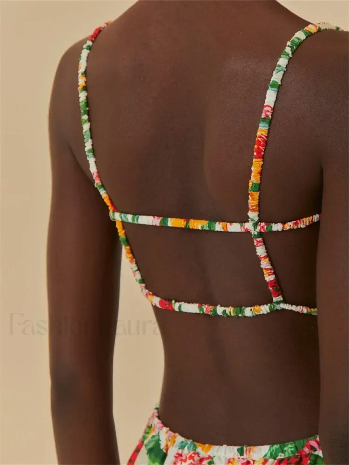 Floral Ruched Button Strap Maxi Dress - Image 4