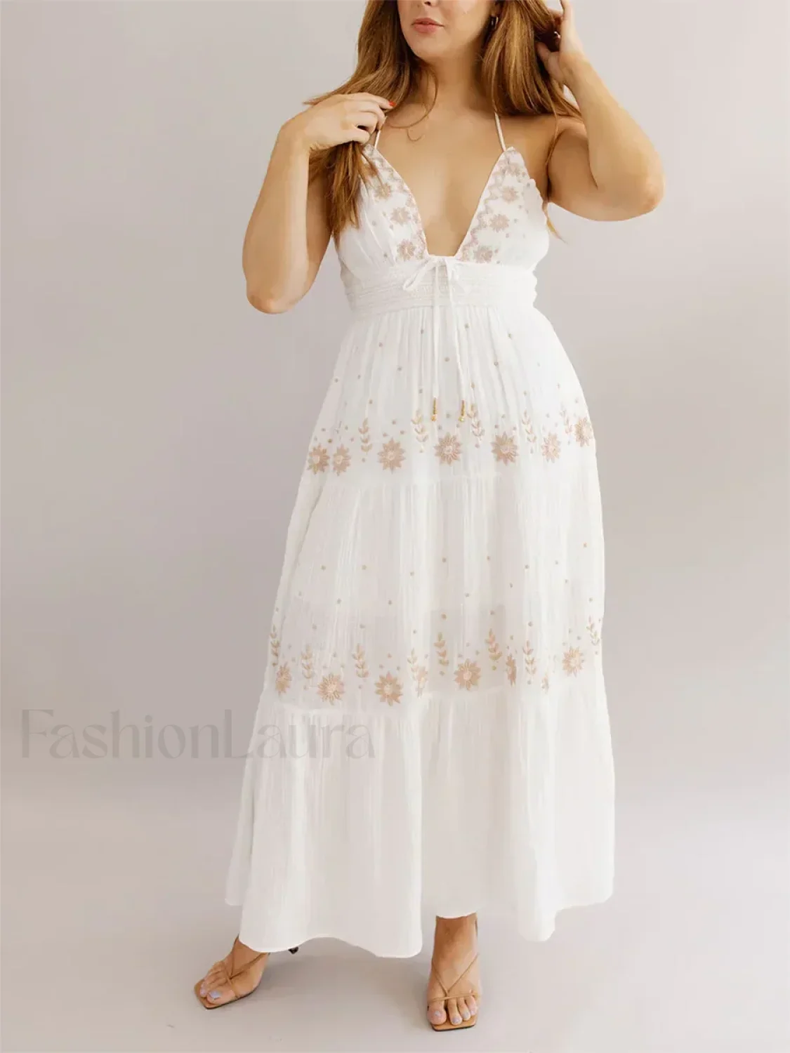 Floral Tie-Up Halter Boho Dress - Image 17