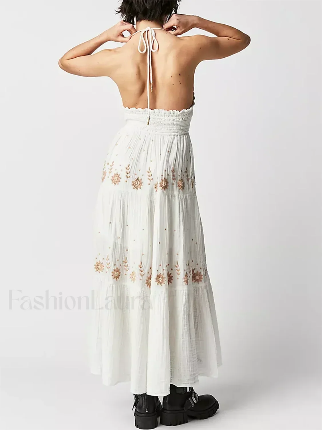 Floral Tie-Up Halter Boho Dress - Image 18