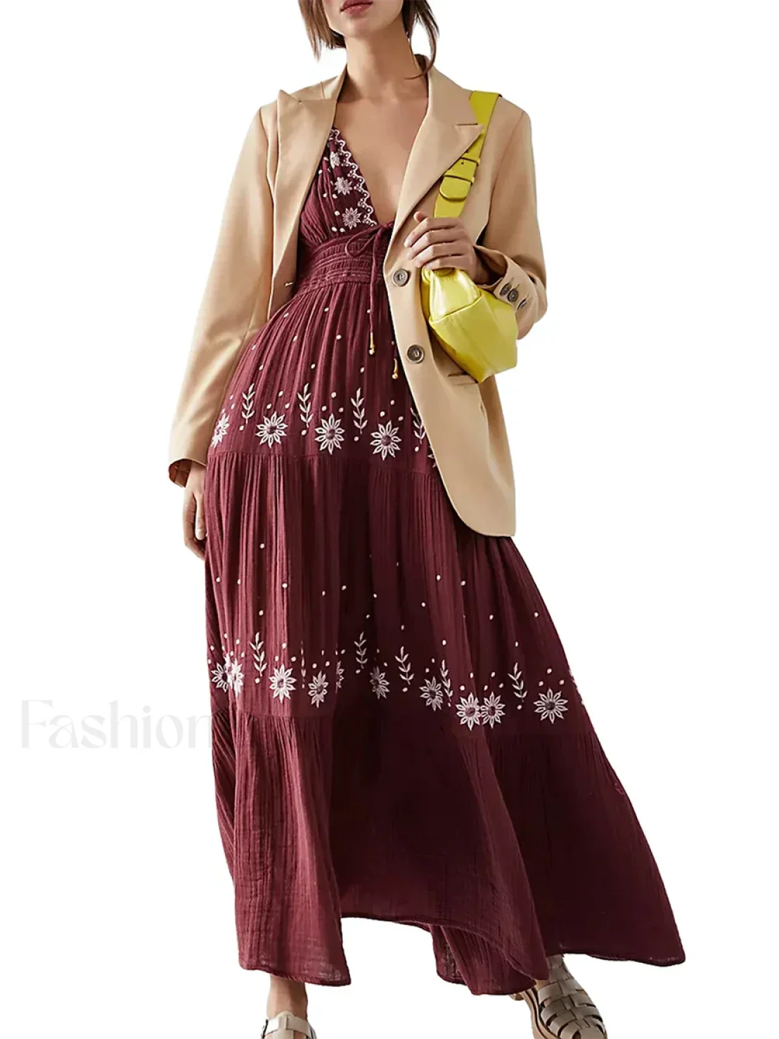 Floral Tie-Up Halter Boho Dress - Image 8