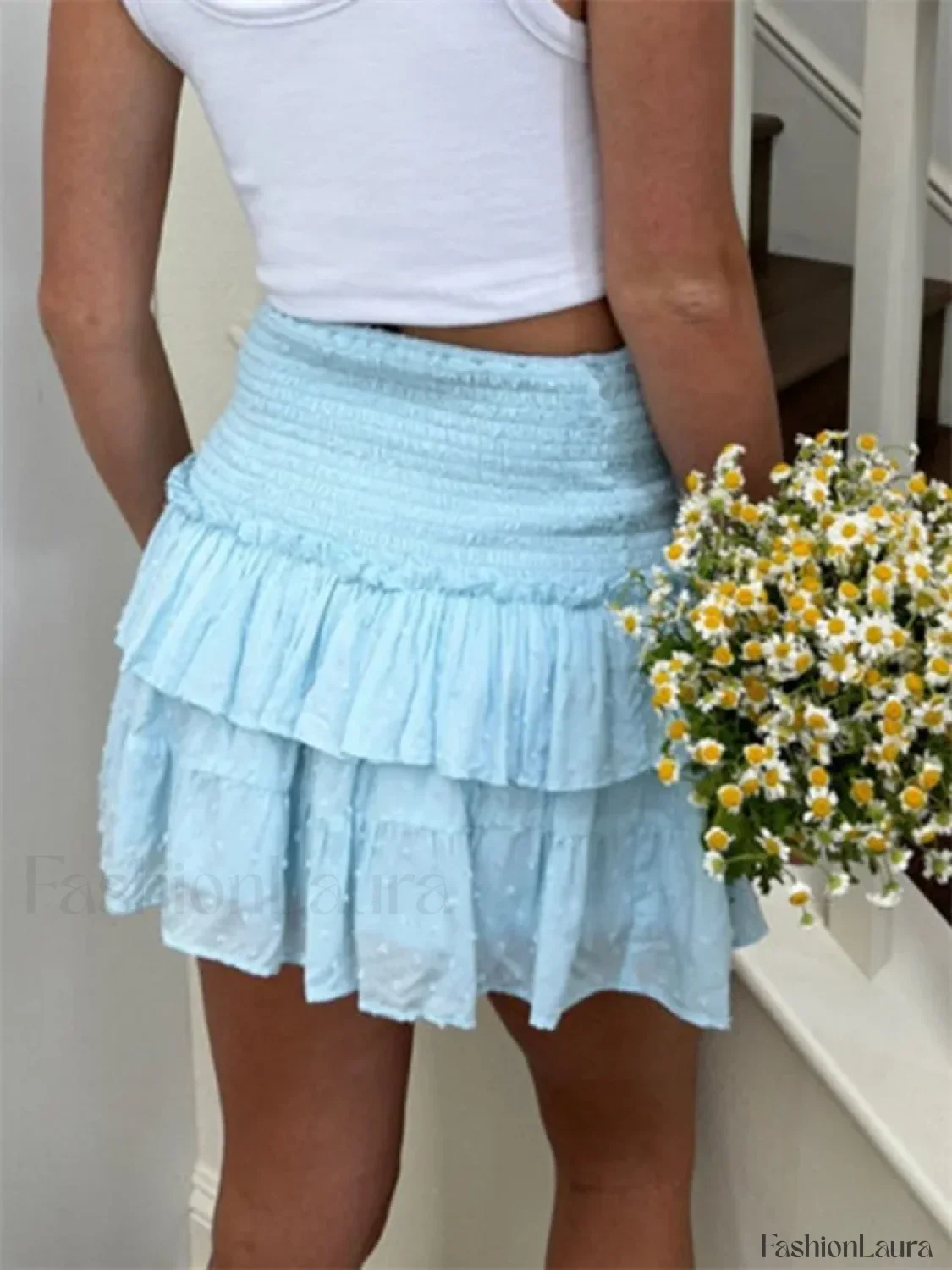 Floral Tiered High Waist Skirt - Image 15