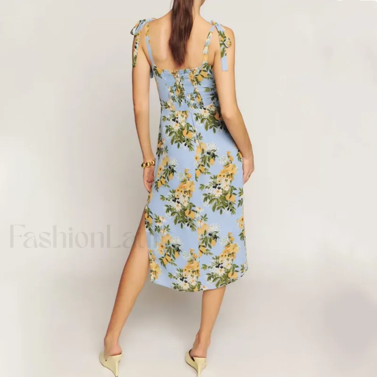French Bow Satin Floral Dress - Image 2