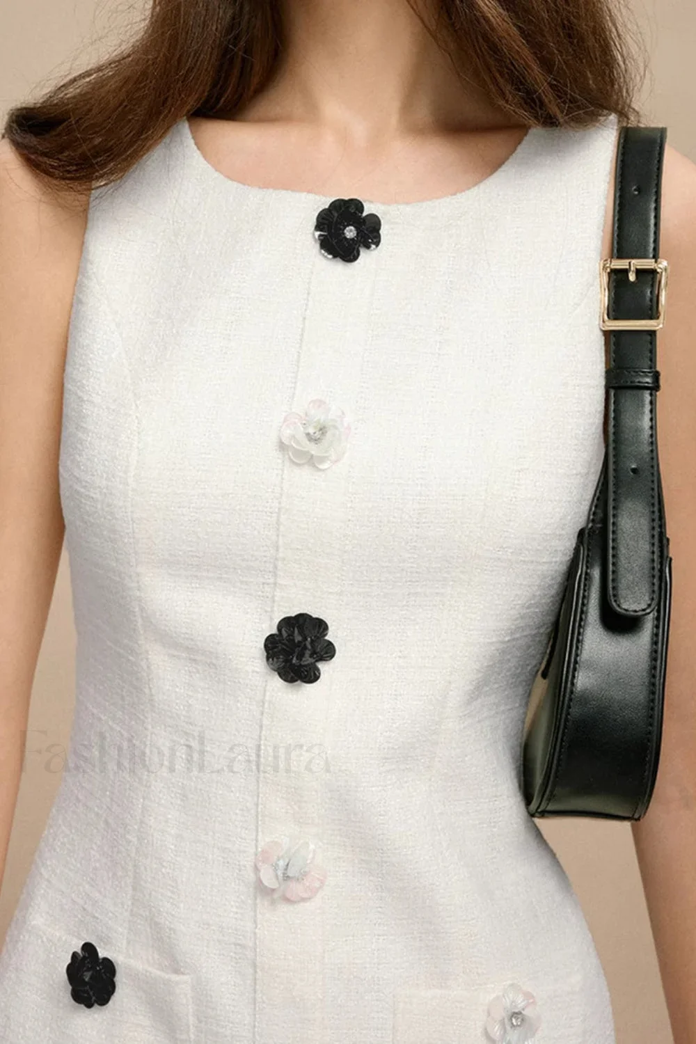 French Elegant Waist-Cinched Sleeveless Bodycon Work Dress - Image 3