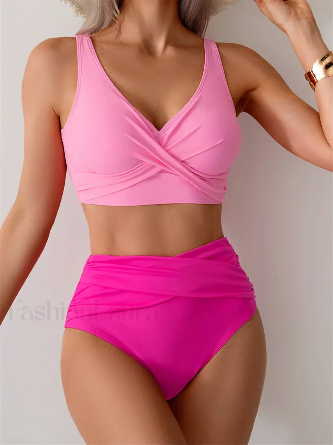 Front Cross High Waist Bikini Set - Image 10
