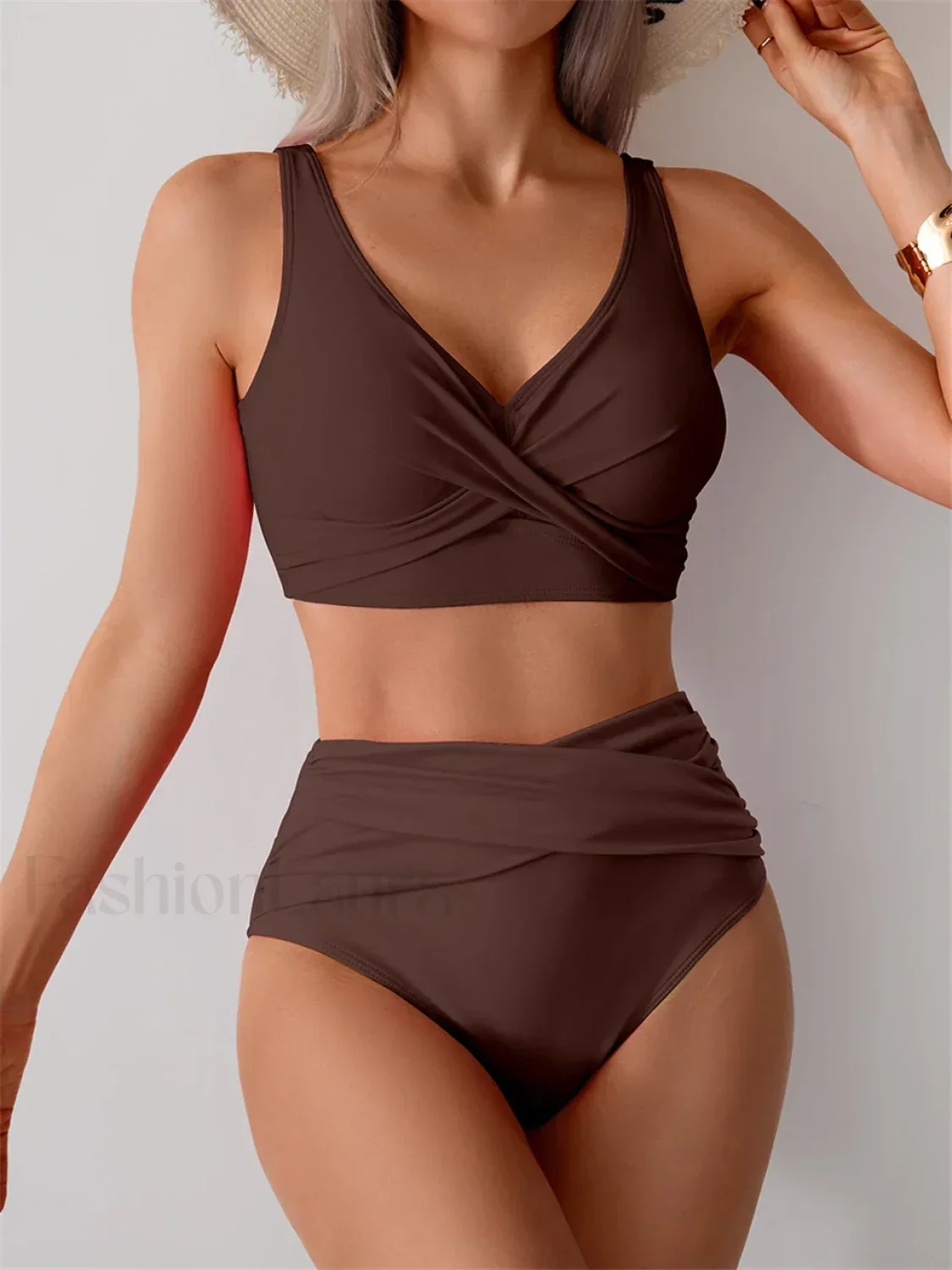 Front Cross High Waist Bikini Set - Image 3