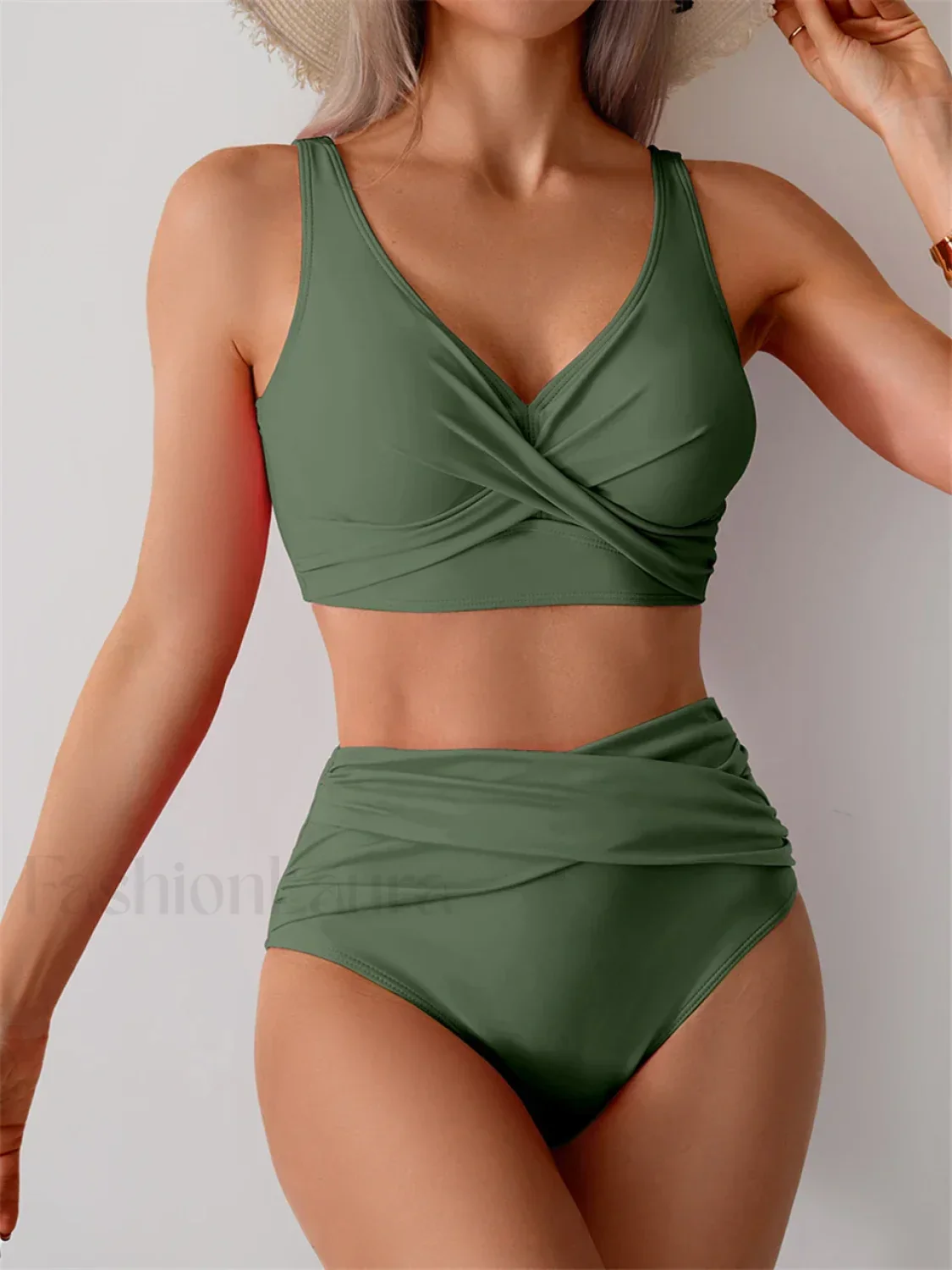 Front Cross High Waist Bikini Set - Image 4