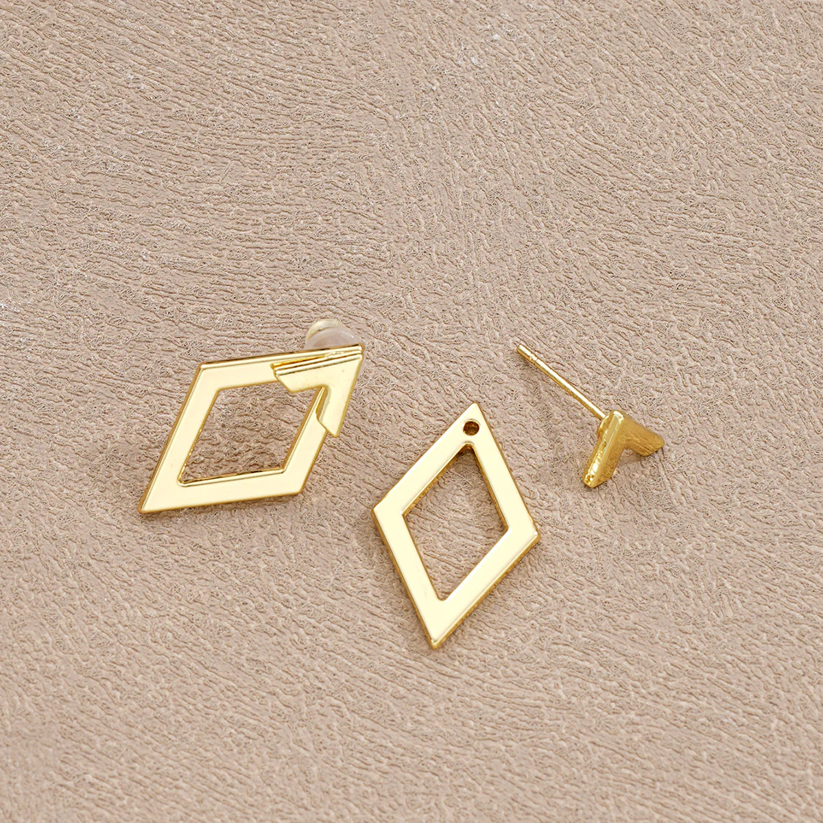 Geometric Double Layer Diamond Earrings - Image 3