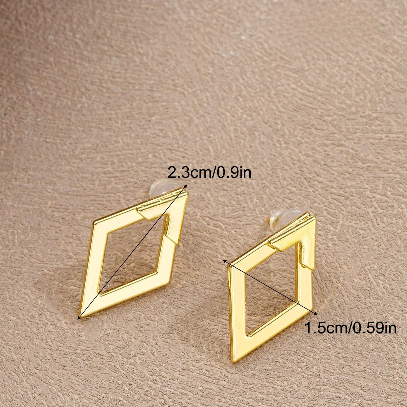 Geometric Double Layer Diamond Earrings - Image 4