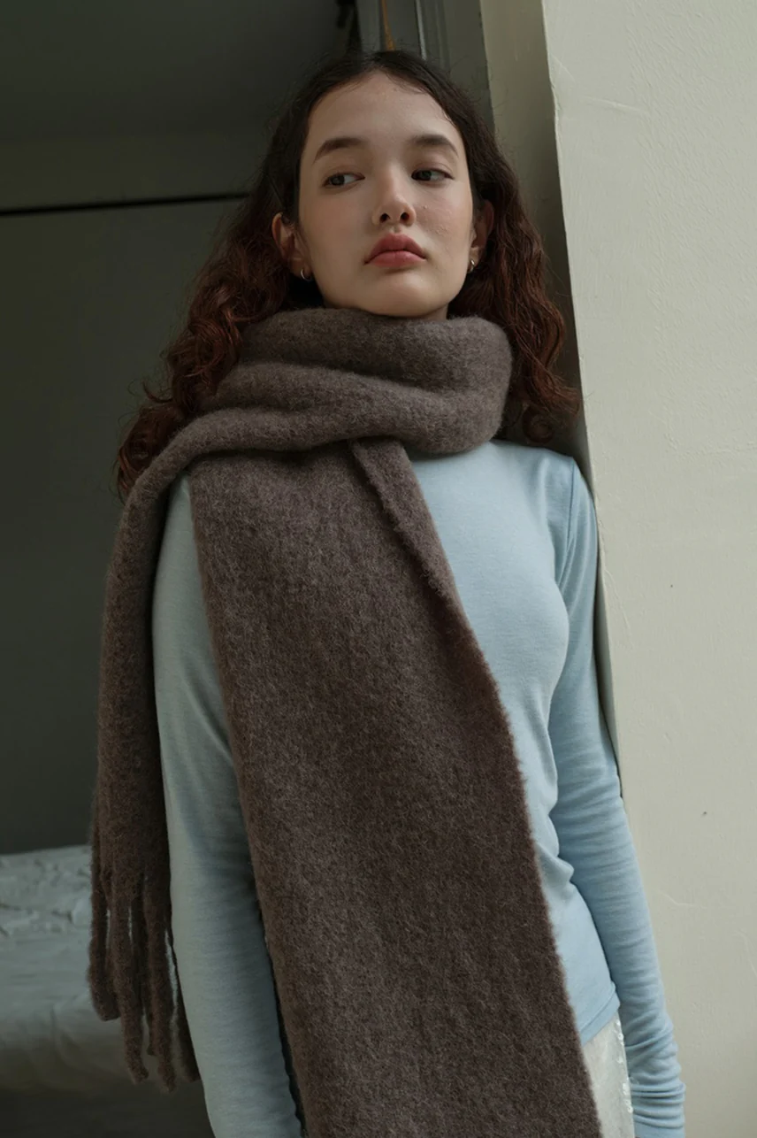 Glacier Blue Solid Wool Blend Scarf - Image 3