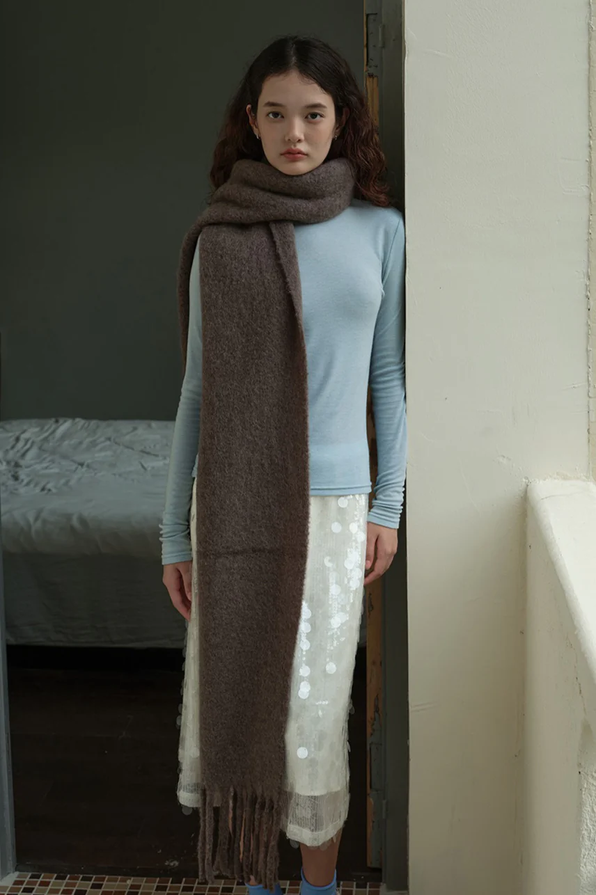 Glacier Blue Solid Wool Blend Scarf - Image 4