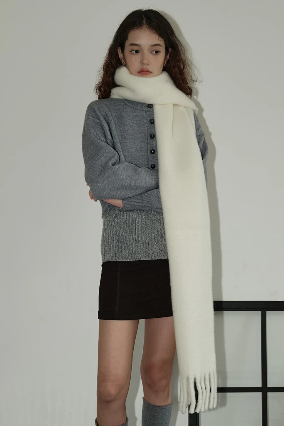 Glacier Blue Solid Wool Blend Scarf - Image 6