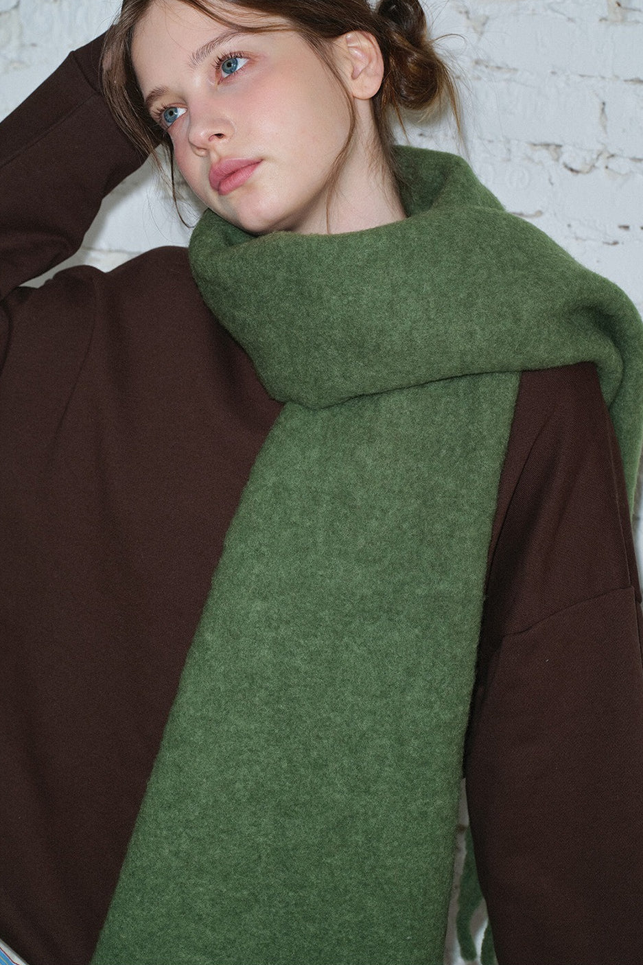 Glacier Blue Solid Wool Blend Scarf - Image 7