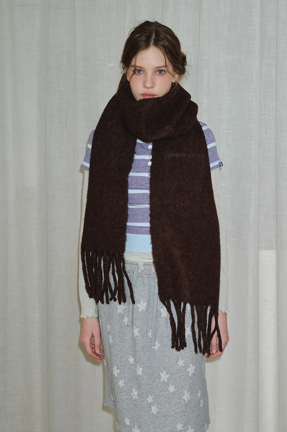 Glacier Blue Solid Wool Blend Scarf - Image 9