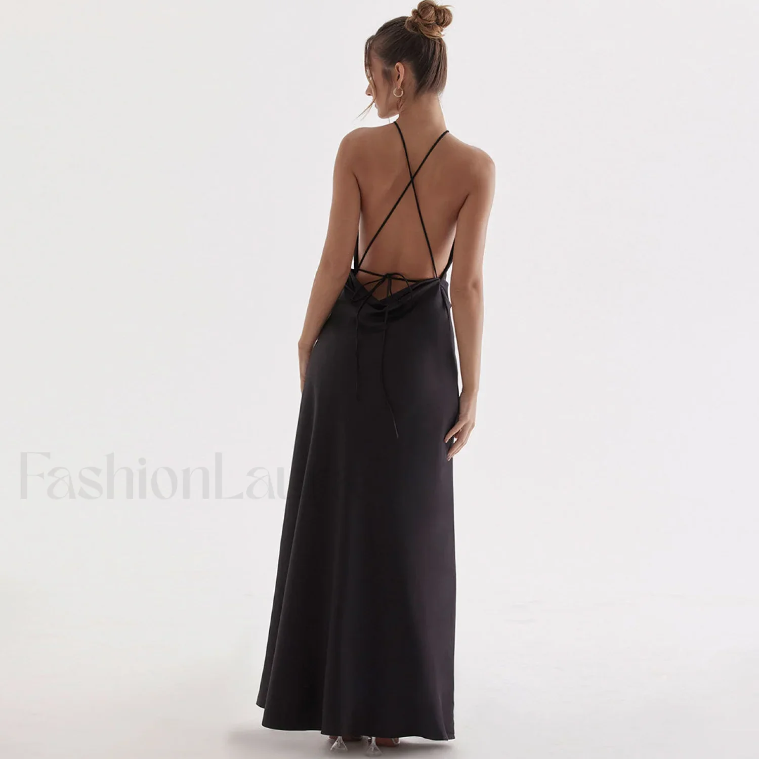 High Split Sleeveless Evening Maxi Dress - Black - Image 4