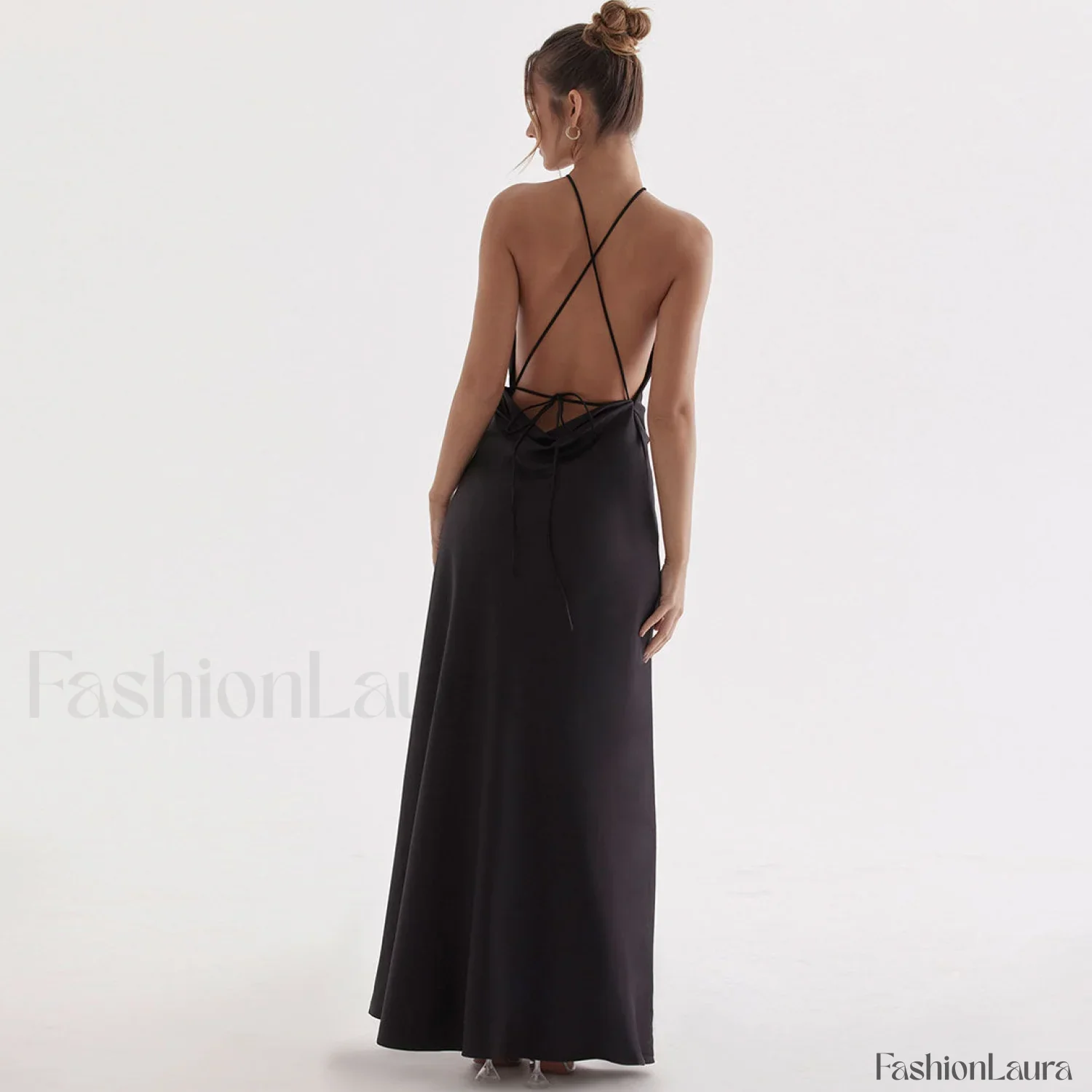 High Split Sleeveless Evening Maxi Dress - Black - Image 7