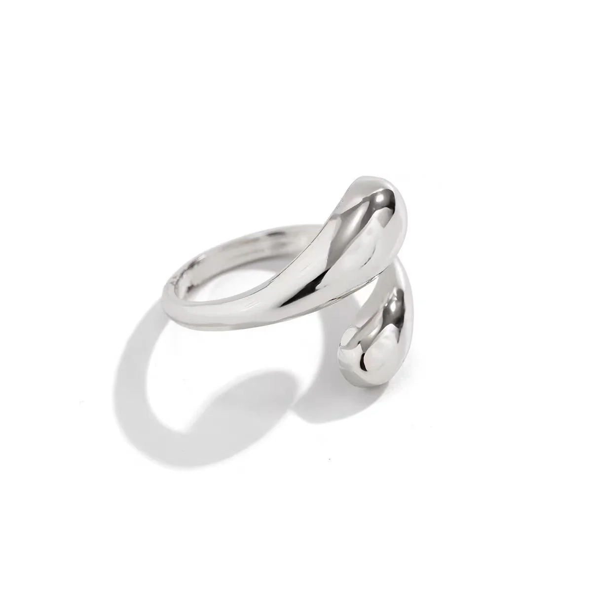 Glossy Teardrop Adjustable Open Wrap Ring - Image 5