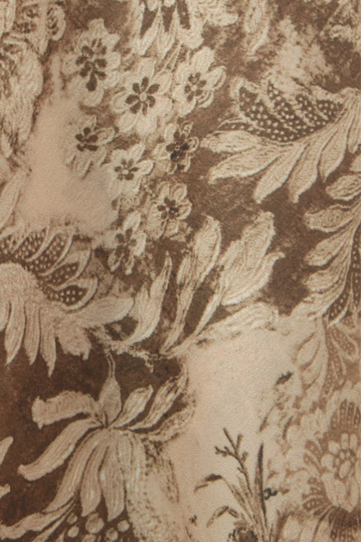 Gold Floral Print Satin Maxi Mermaid Prom Dress - Image 6