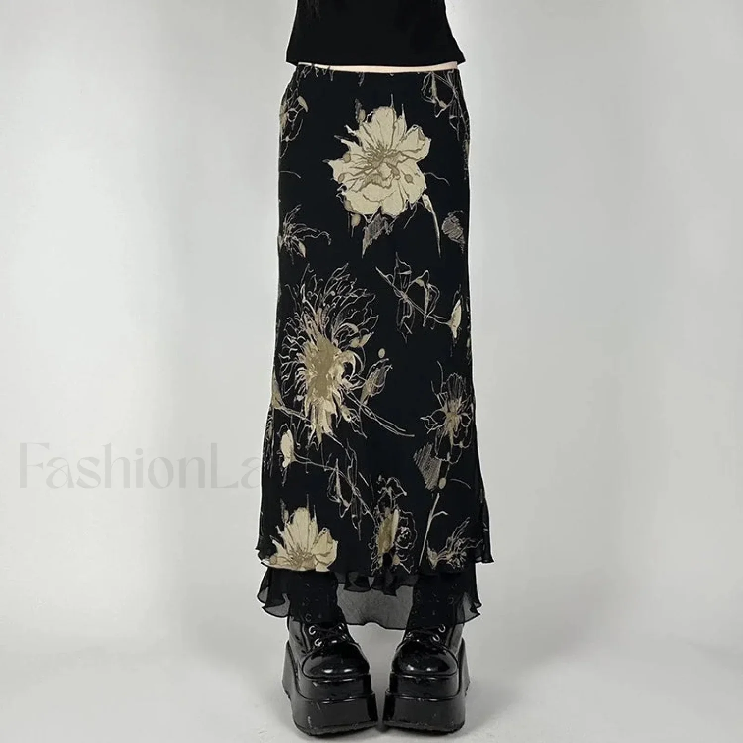 Goth Floral Double Layer Skirt - Image 10