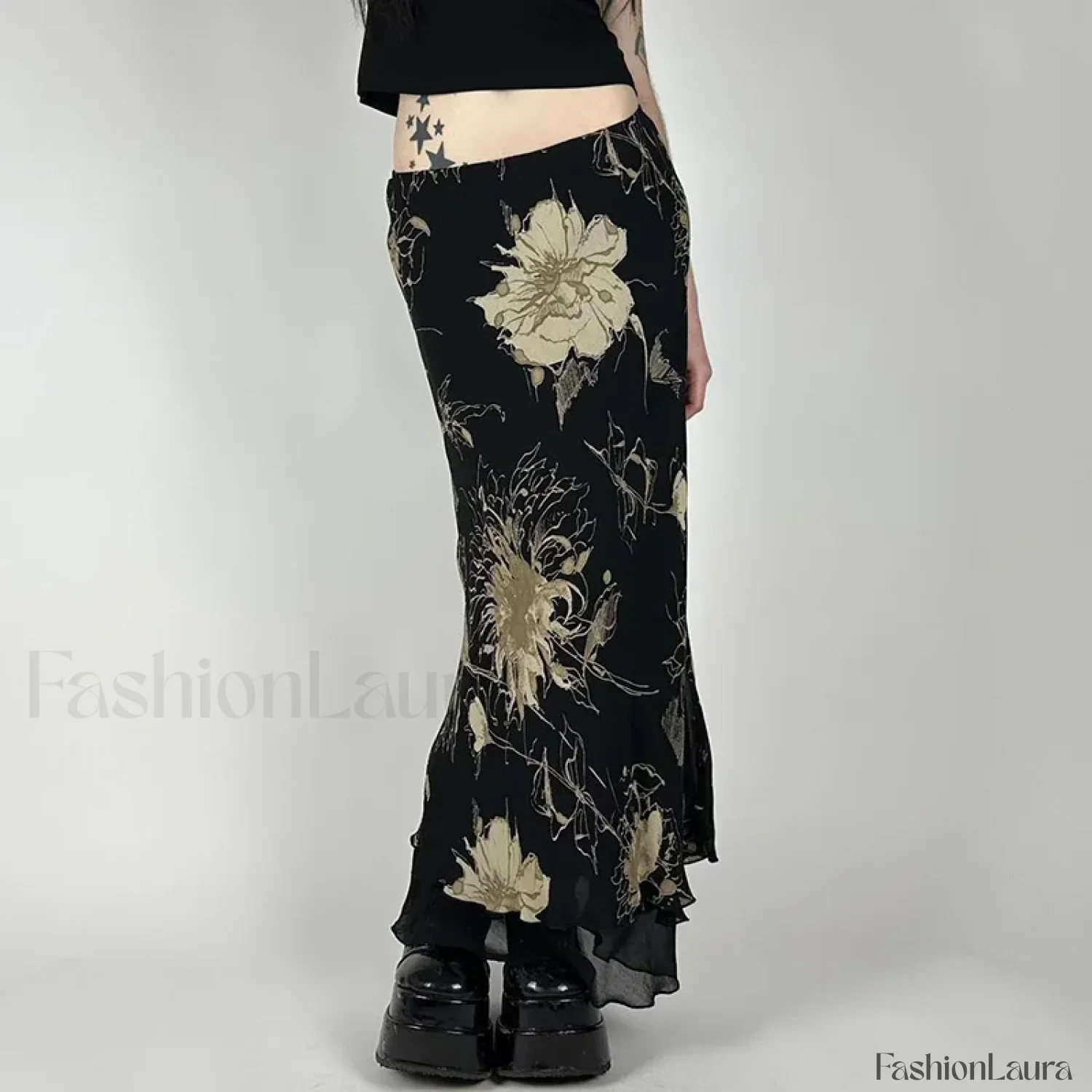 Goth Floral Double Layer Skirt - Image 13