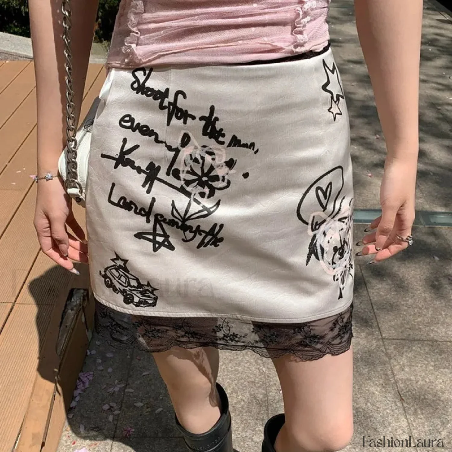 Gothic Lace Print Retro Skirt - Image 6