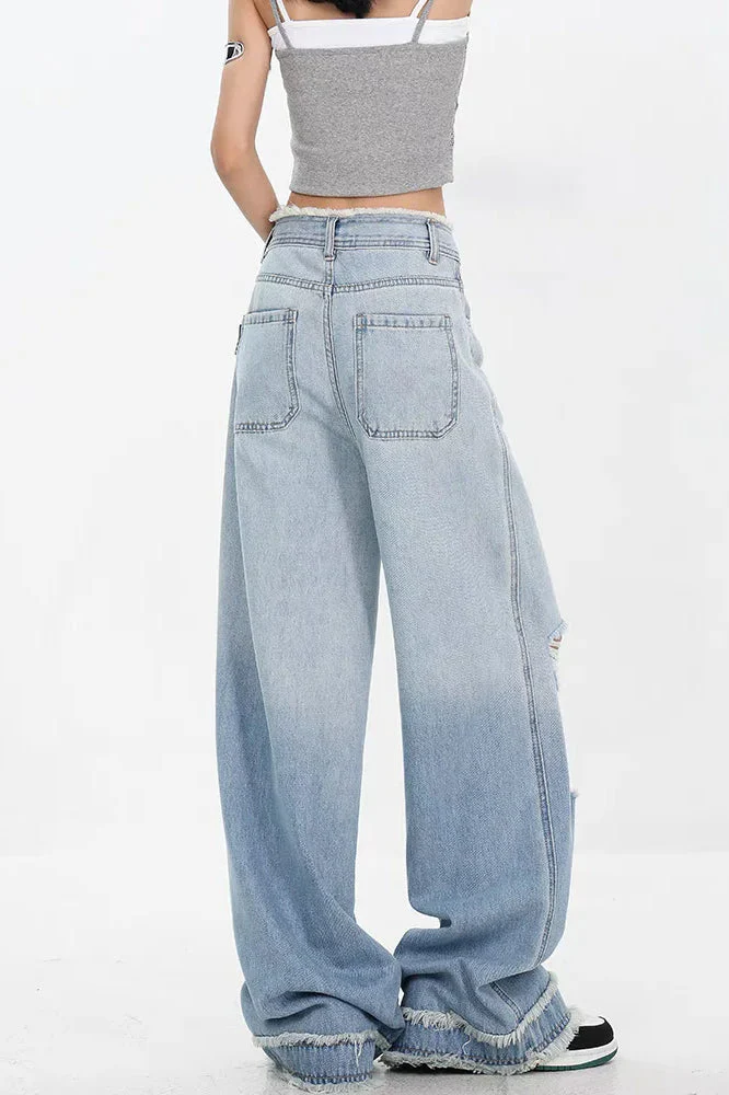 Gradient Ripped Straight Leg Jeans - Image 13