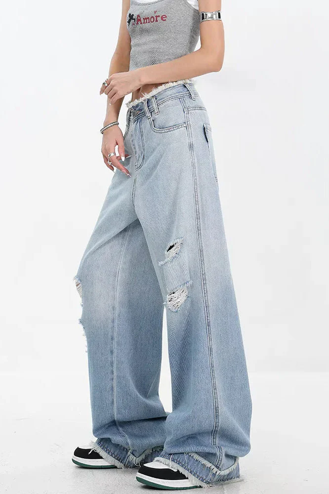 Gradient Ripped Straight Leg Jeans - Image 3