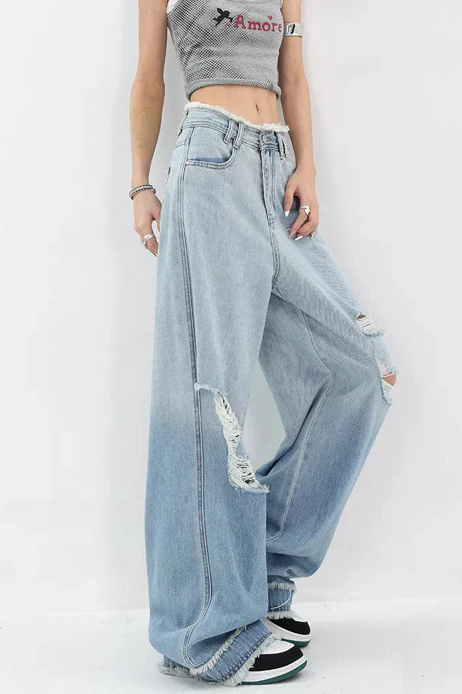 Gradient Ripped Straight Leg Jeans - Image 4
