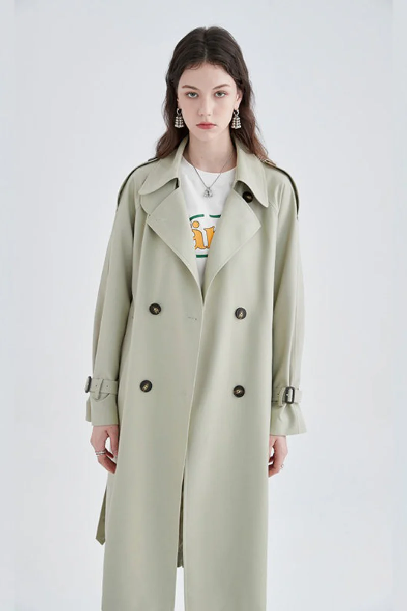 Green Midi Trench Overcoat - Image 3
