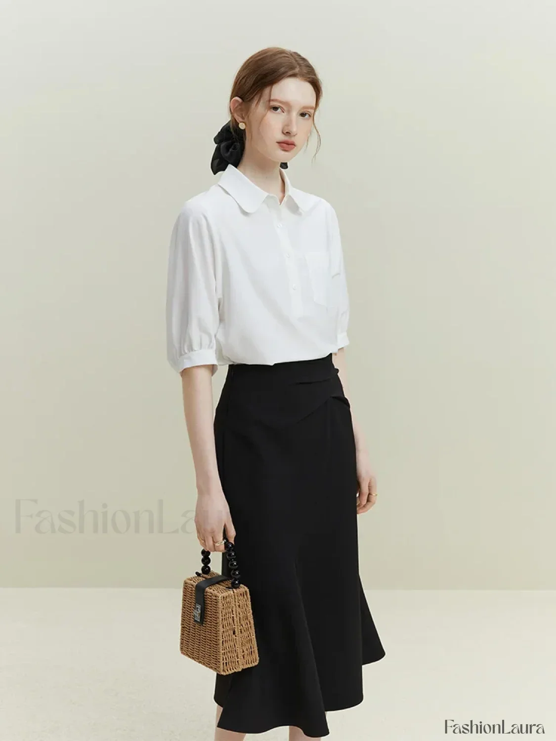 Half Sleeve Polo Neck Pocket Blouse - Image 16