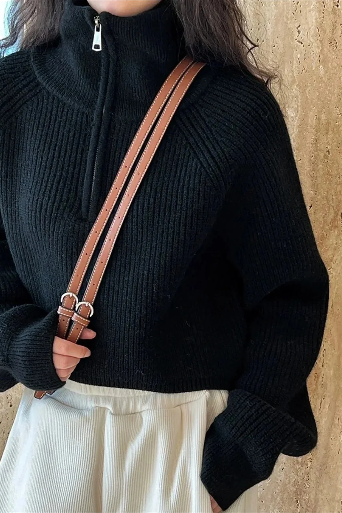 Half Zip Knit Turtleneck Sweater - Image 7