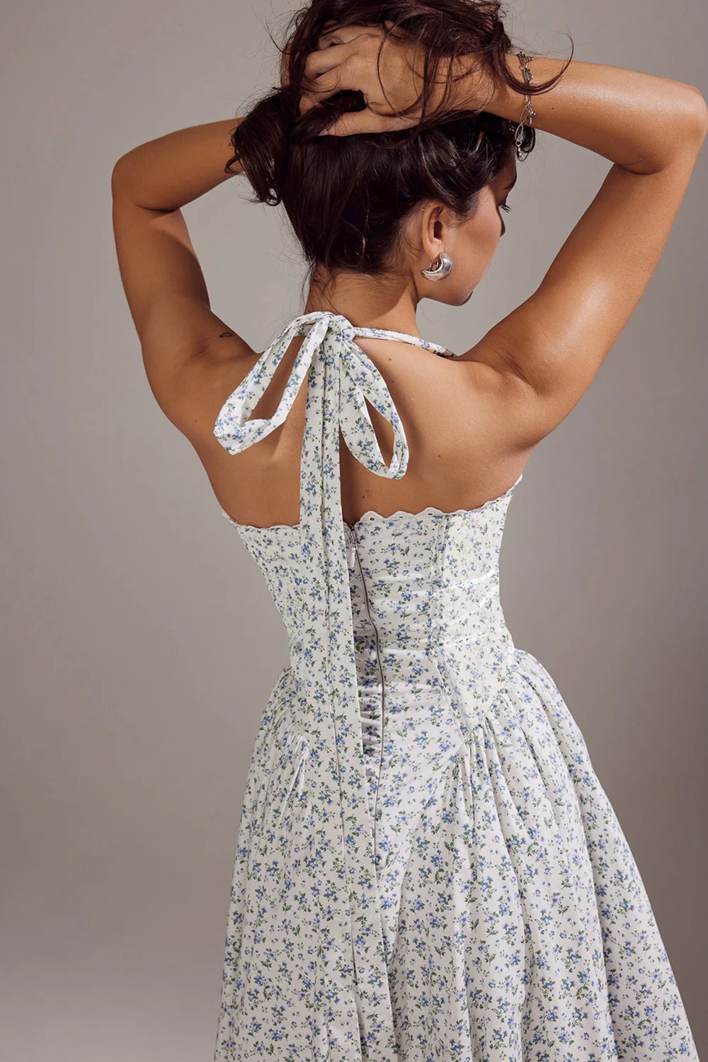 Halter Neck Slim Strap Floral Dress - Image 9