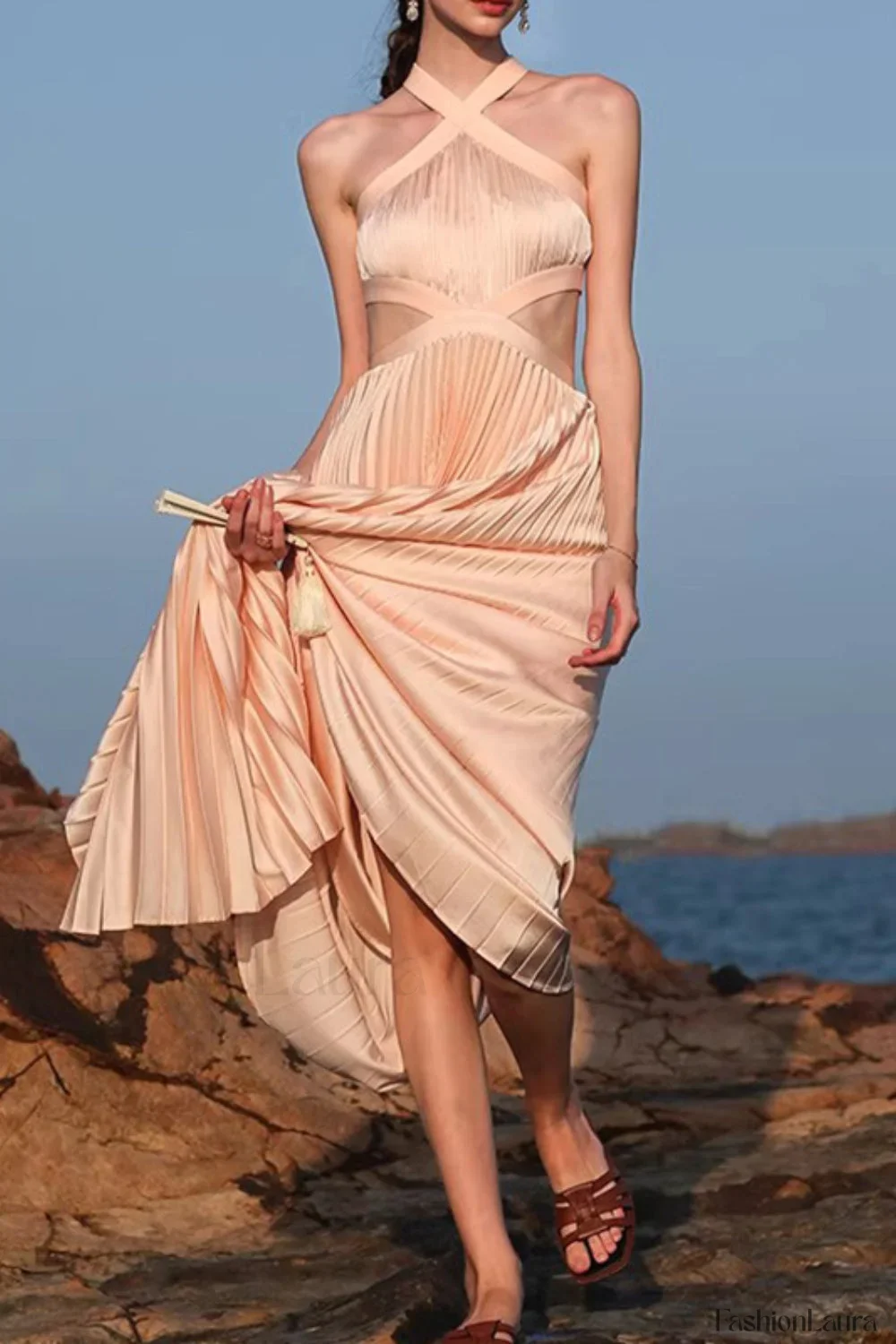 Halter Pink Vacation Maxi Dress - Image 15