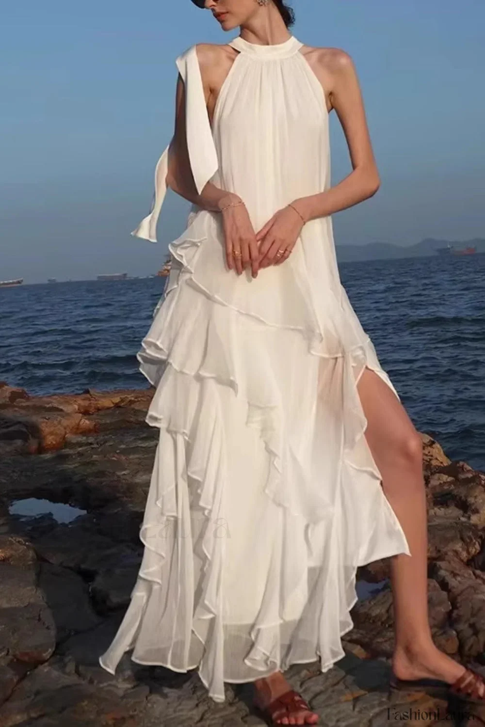 Halter Ruffled Vacation Maxi Dress - Image 10