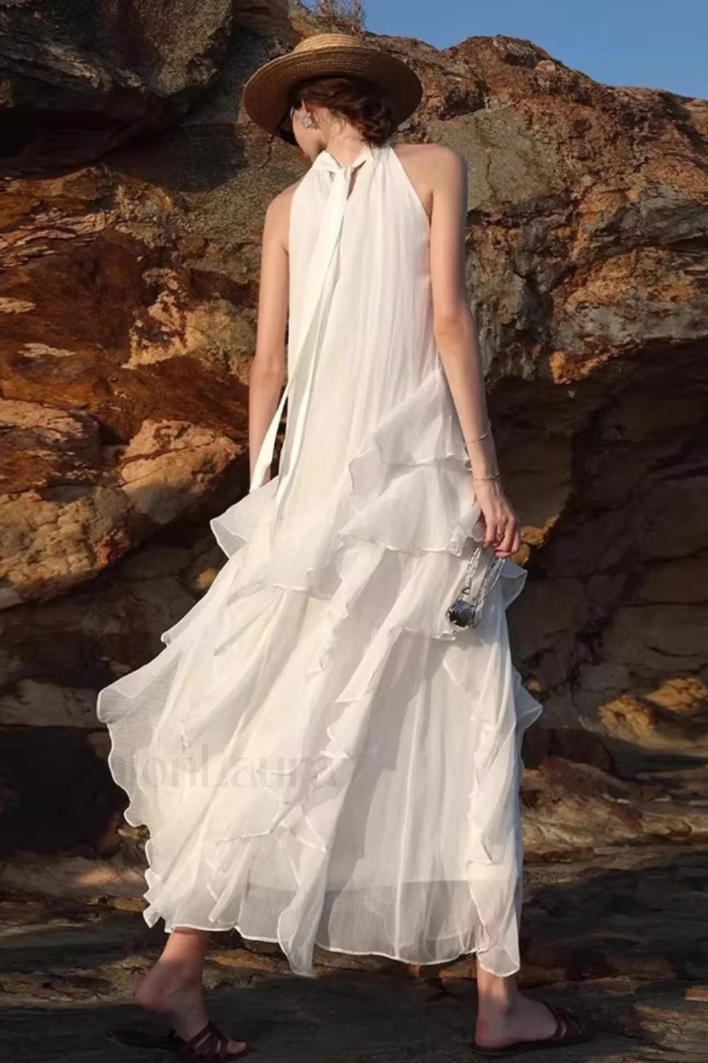 Halter Ruffled Vacation Maxi Dress - Image 2