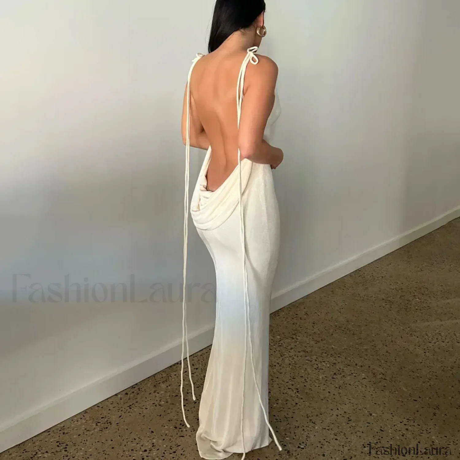 Halter Wrap Open Back Maxi Dress - Image 10