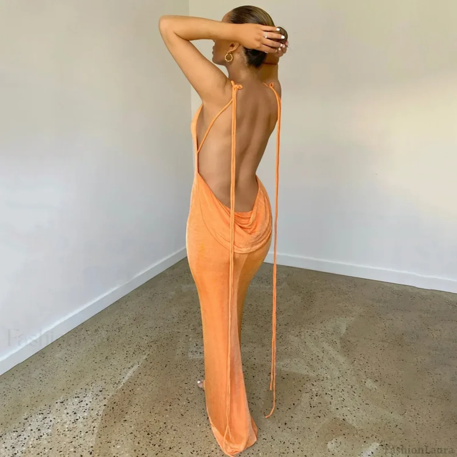 Halter Wrap Open Back Maxi Dress - Image 2