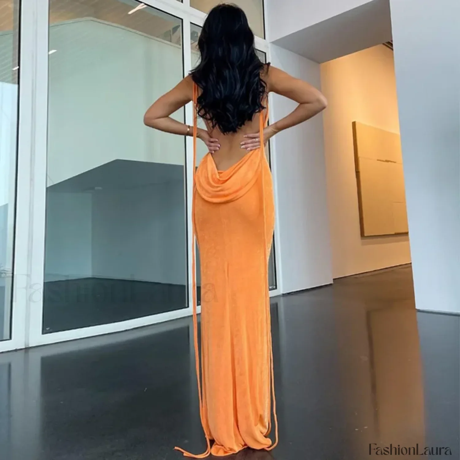 Halter Wrap Open Back Maxi Dress - Image 8