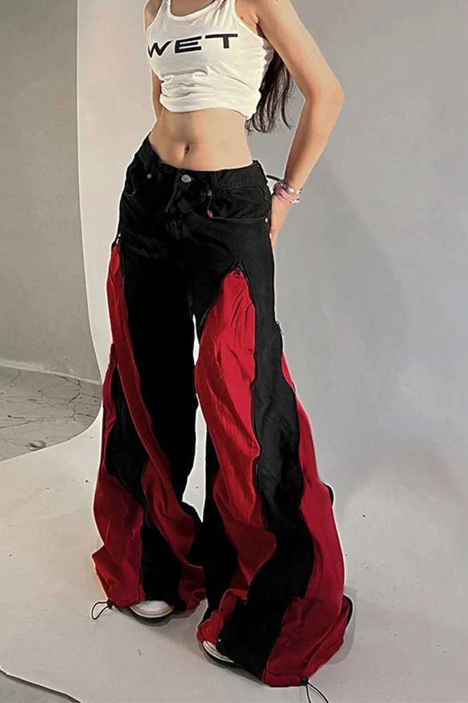 Harajuku Patchwork Wide Fit Jeans