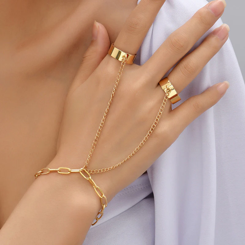 Heart Charm Hand Back Chain Finger Bracelet - Image 3
