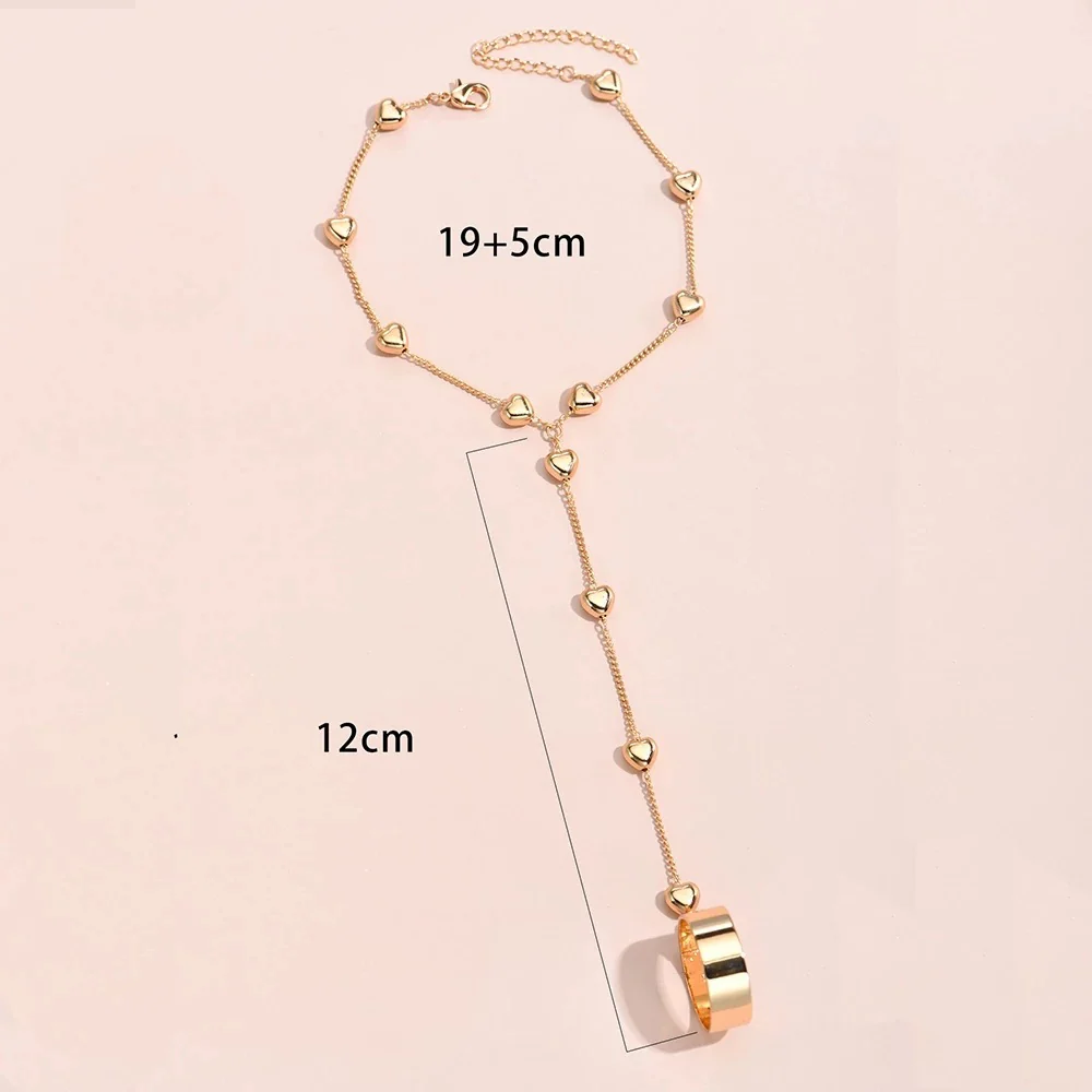 Heart Charm Hand Back Chain Finger Bracelet - Image 5