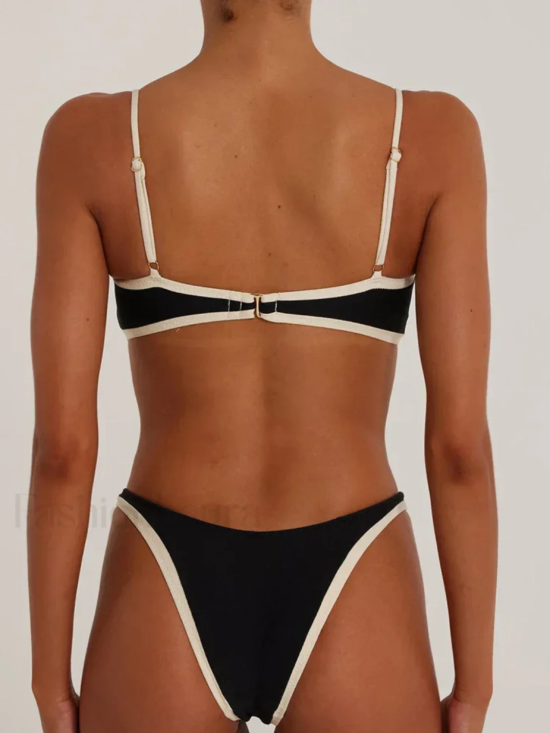 High Cut Solid Color Bikini Set - Image 4