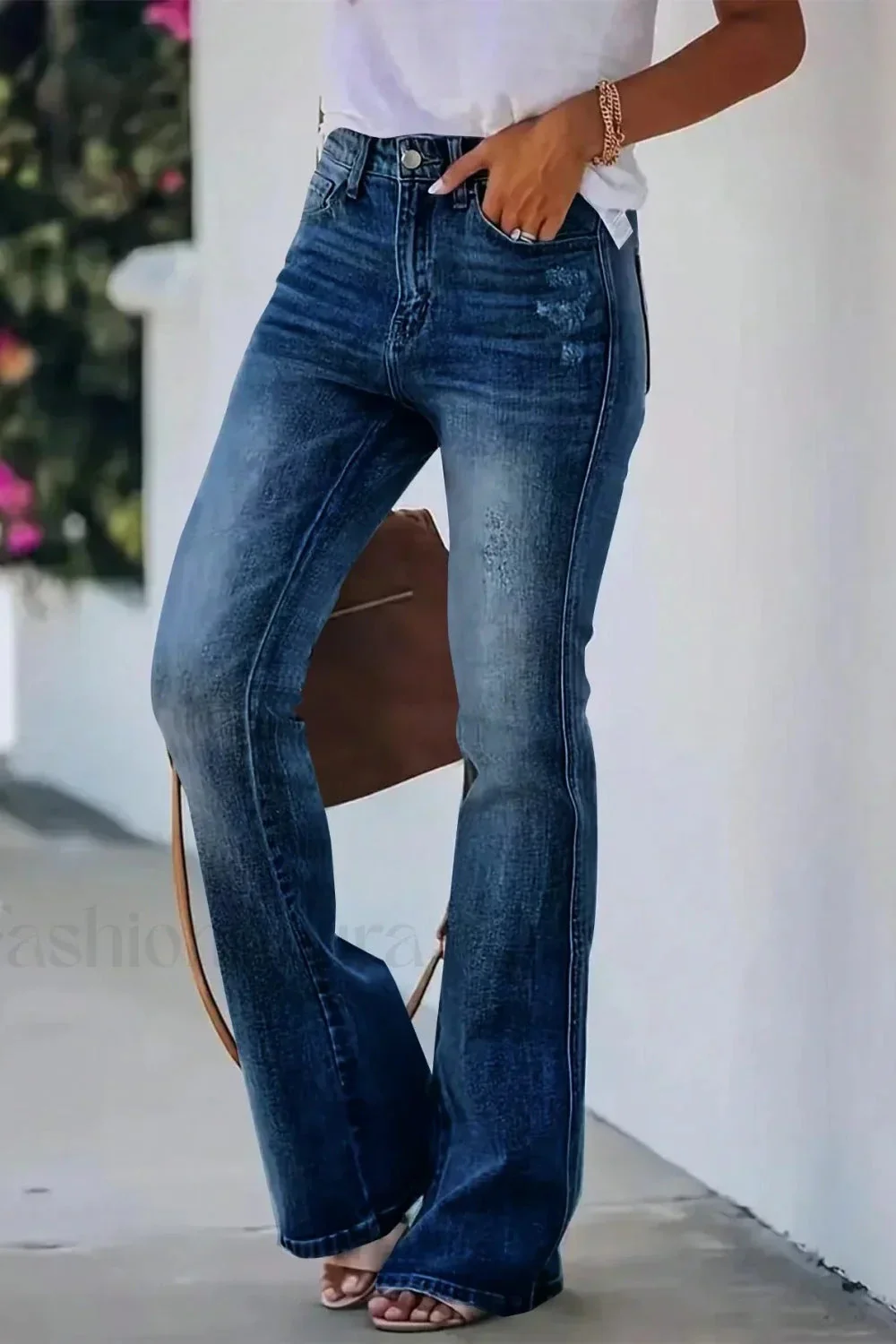 High Waist Flared Denim Jeans - Image 13