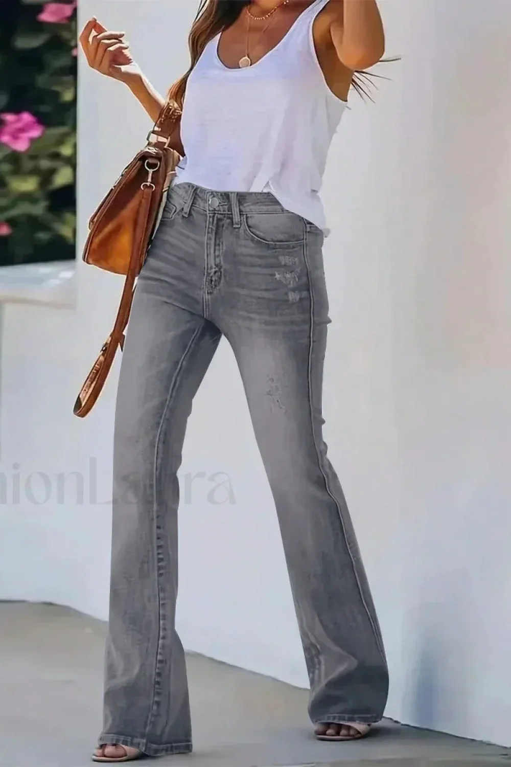 High Waist Flared Denim Jeans - Image 23