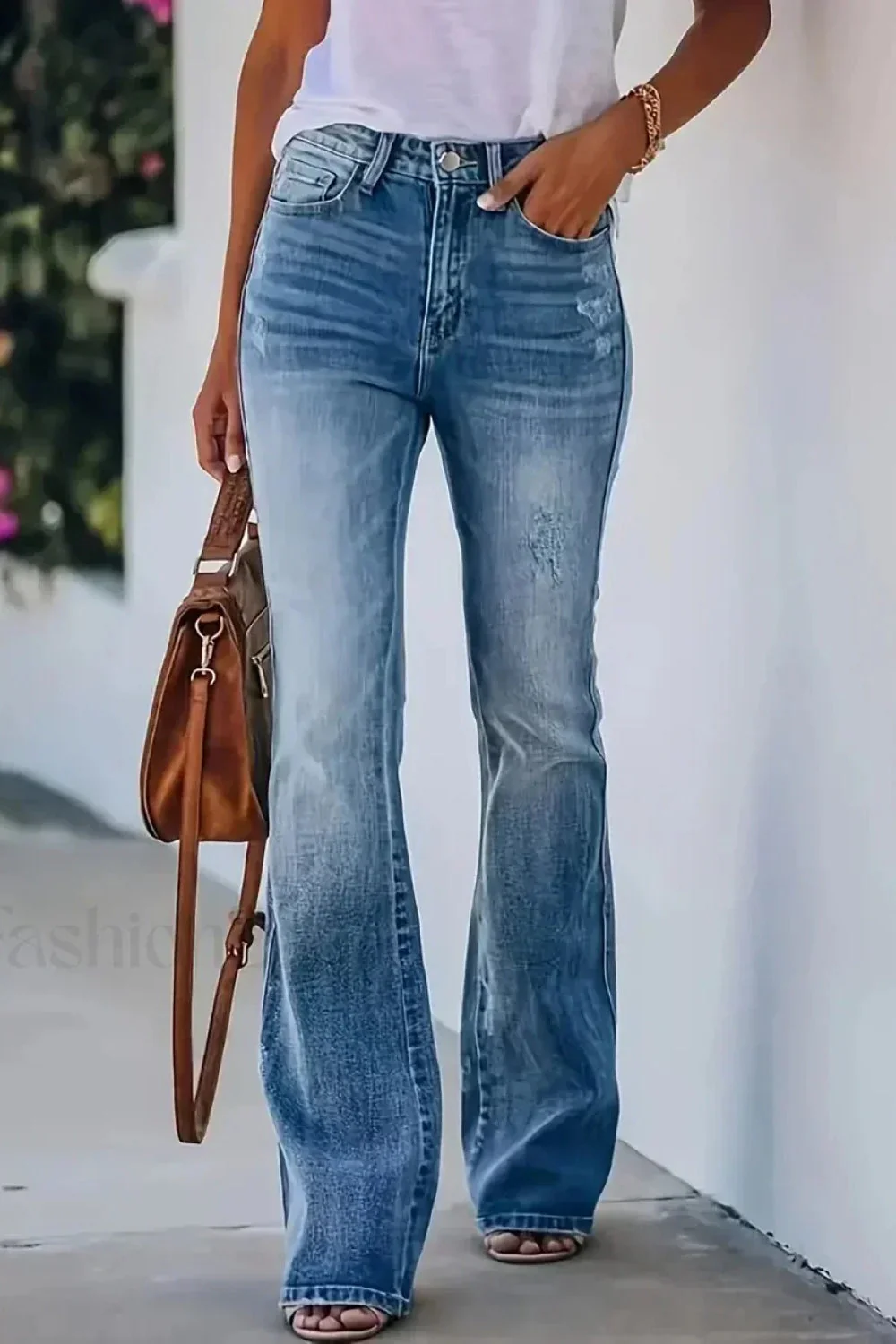 High Waist Flared Denim Jeans - Image 3